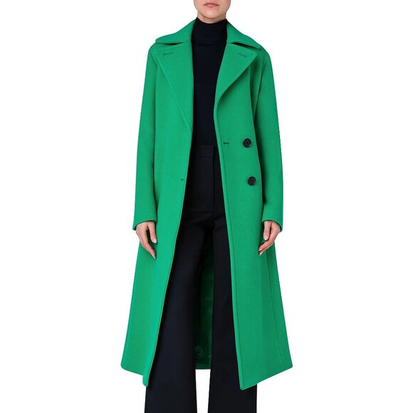 AKRIS Emerald Green Brushed Wool Fleece Coat 6 42 $1790 - Picture 1 of 9